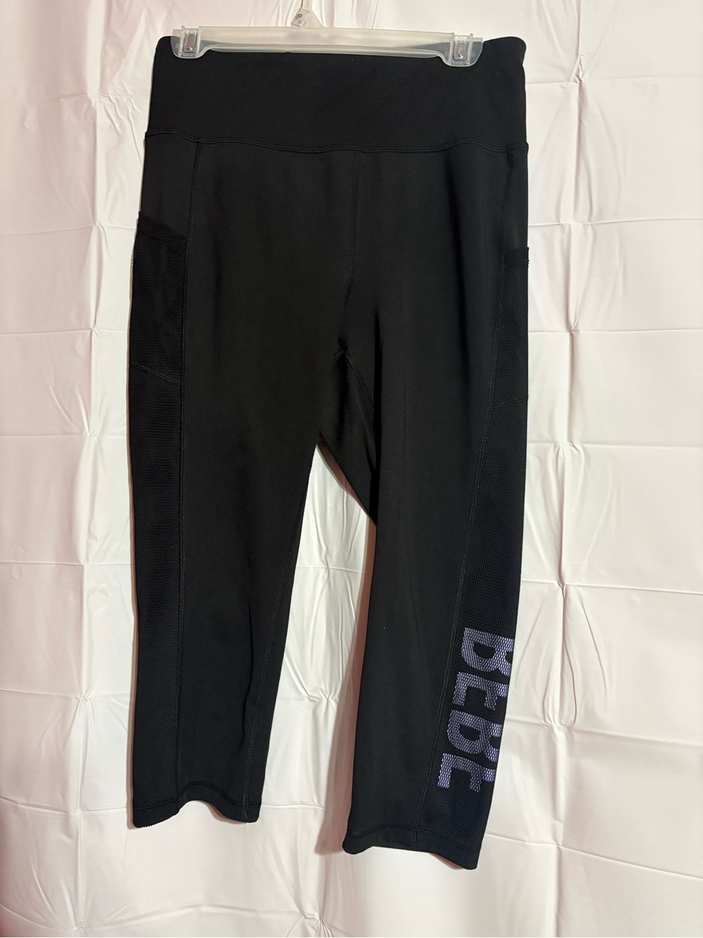 bebe Black Capri Leggings with Side Logo